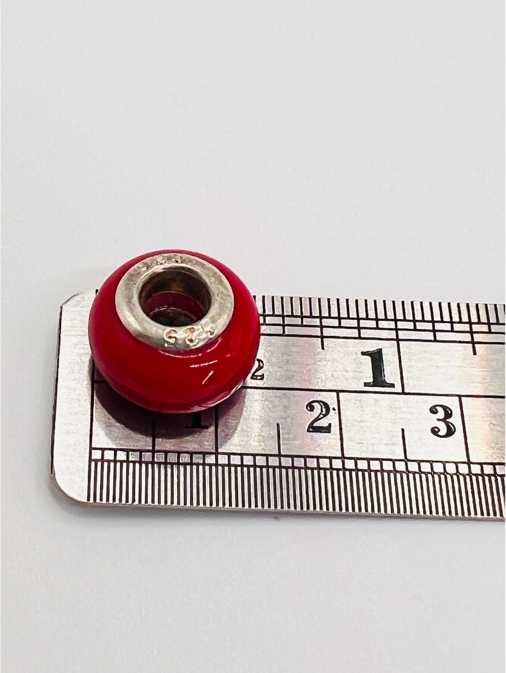925 Sterling Silver Core Red Glass Charm Bead European Bracelet Style